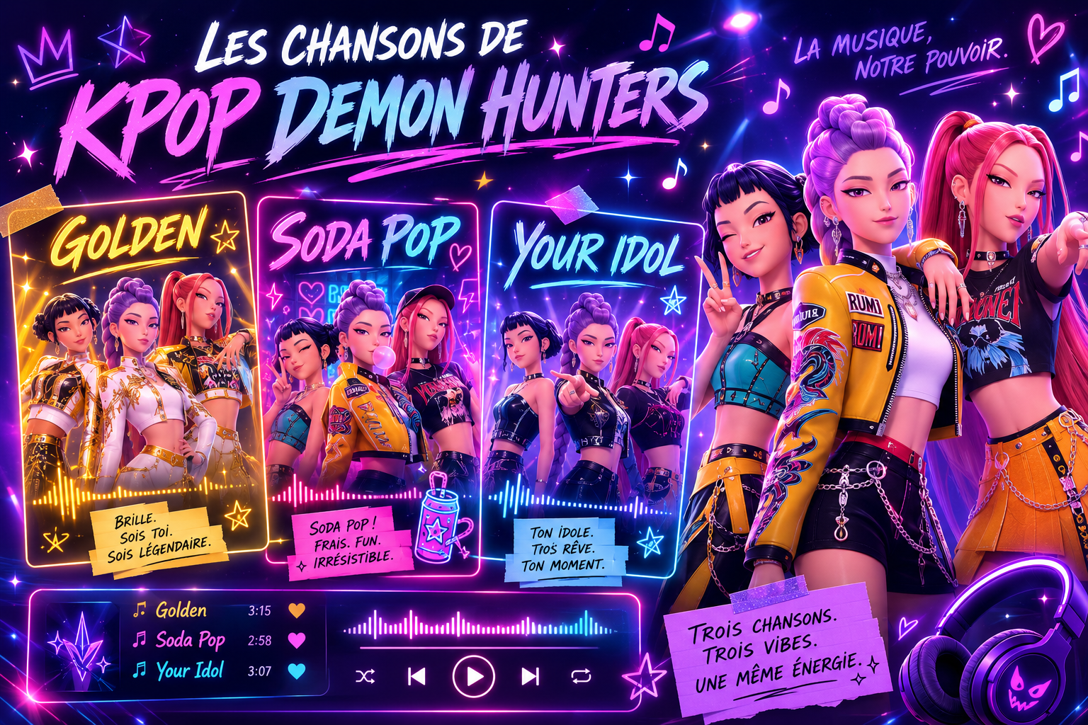 Les chansons de KPop Demon Hunters : Golden, Soda Pop, Your Idol… la BO expliquée