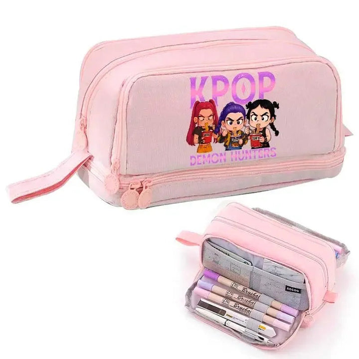 Trousse Scolaire KPop Demon Hunters Nouilles Rose