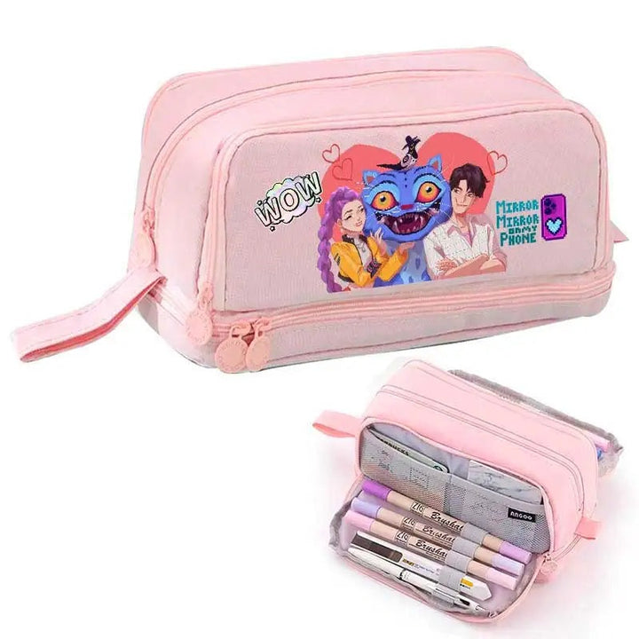 Trousse Scolaire KPop Demon Hunters Jinu Rumi Et Derpy Rose