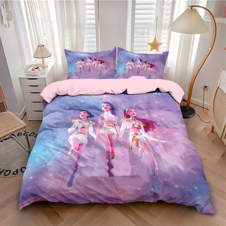 Housse De Couette KPop Demon Hunters Huntrix Tenue Golden