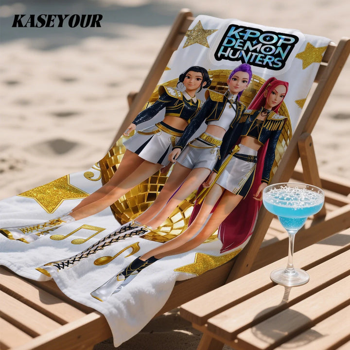 Serviette De Plage KPop Demon Hunters Huntrix Tenue Golden