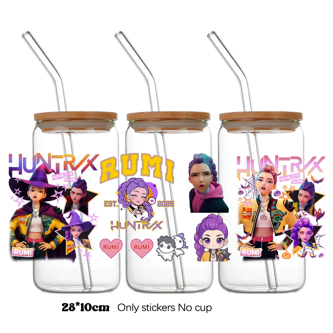 Autocollants Pour Bouteille En Verre KPop Demon Hunters Halloween