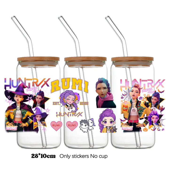 Autocollants Pour Bouteille En Verre KPop Demon Hunters Halloween