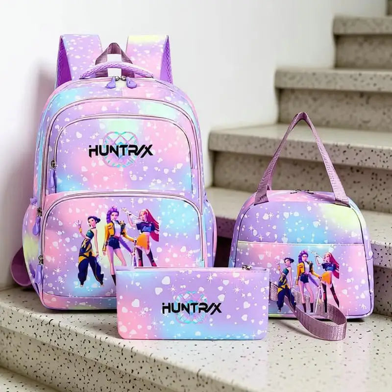 Sac à Dos Ecole KPop Demon Hunters Huntrix Logo Violet 3 Pièces — photo 2