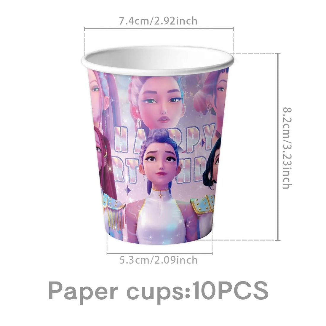 Verres Anniversaire KPop Demon Hunters Golden Lot De 10