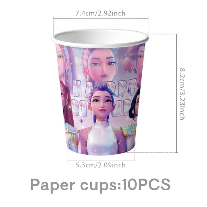 Verres Anniversaire KPop Demon Hunters Golden Lot De 10