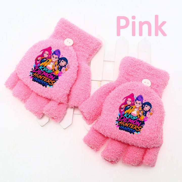 Gants KPop Demon Hunters Cartoon Fille Rose