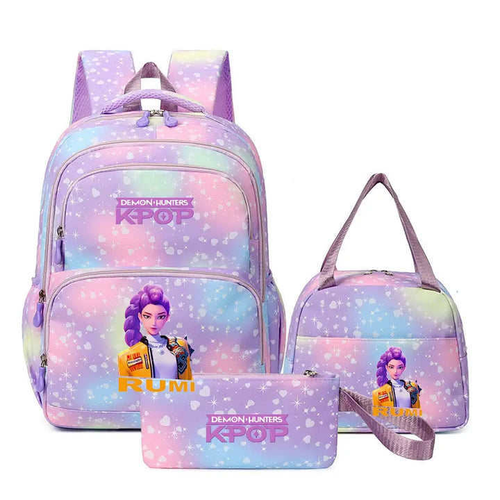 Sac à Dos Ecole KPop Demon Hunters Huntrix Rumi 3 Pièces