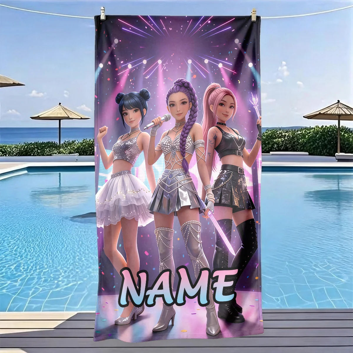 Serviette De Plage KPop Demon Hunters Personnalisable