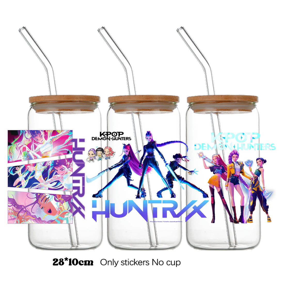 Autocollants Pour Bouteille En Verre KPop Demon Hunters Mira Zoey Rumi