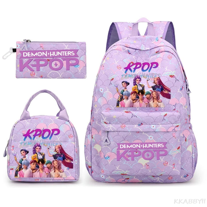Sac à Dos Ecole KPop Demon Hunters Huntrix Fille 3 Pièces