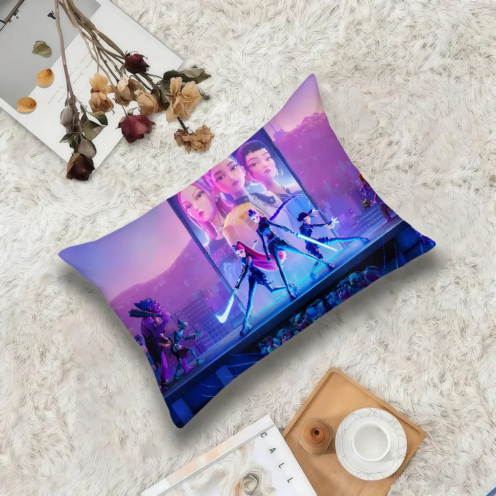 Housse De Coussin Rectangle KPop Demon Hunters Tenue De Combat