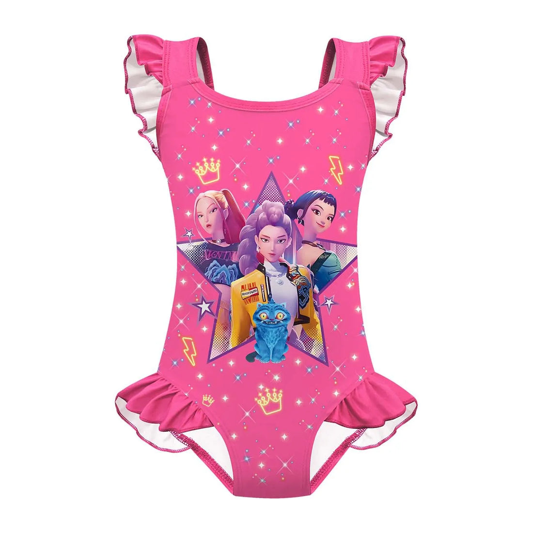 Maillot de Bain Enfant KPop Demon Hunters avec Bonnet de Bain Fille