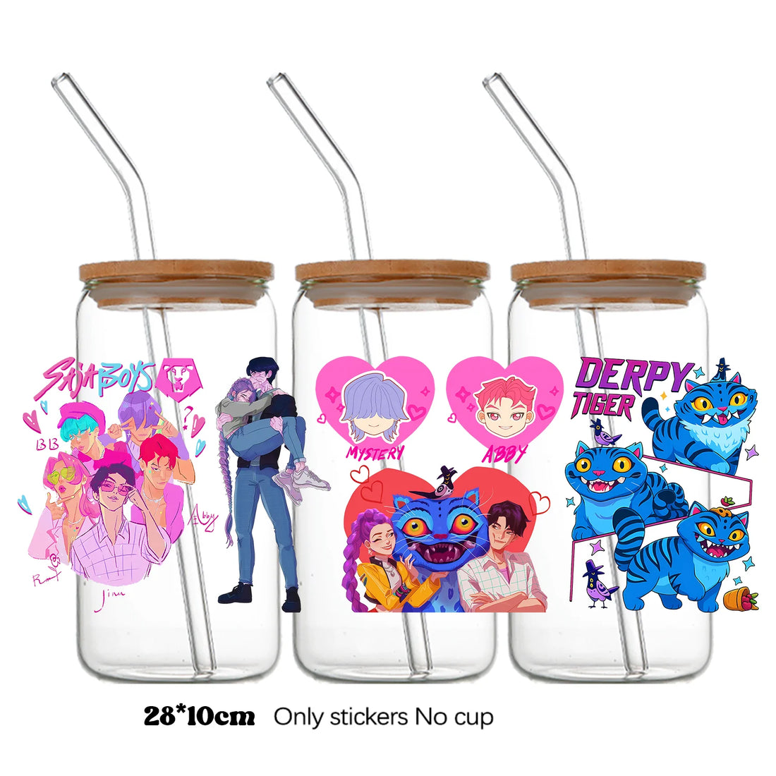 Autocollants Pour Bouteille En Verre KPop Demon Hunters Rumi Et Jinu