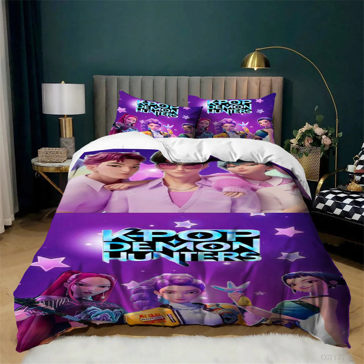 Housse De Couette KPop Demon Hunters Huntrix Et Saja Boys Film
