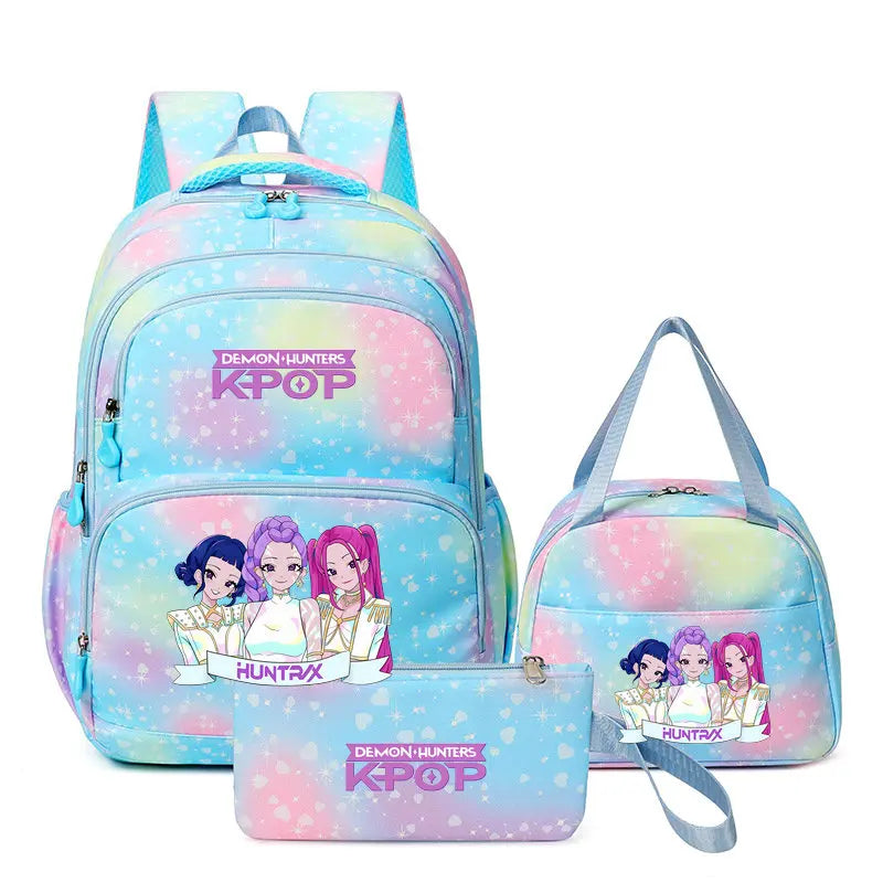 Sac à Dos Ecole KPop Demon Hunters Golden Bleu 3 Pièces