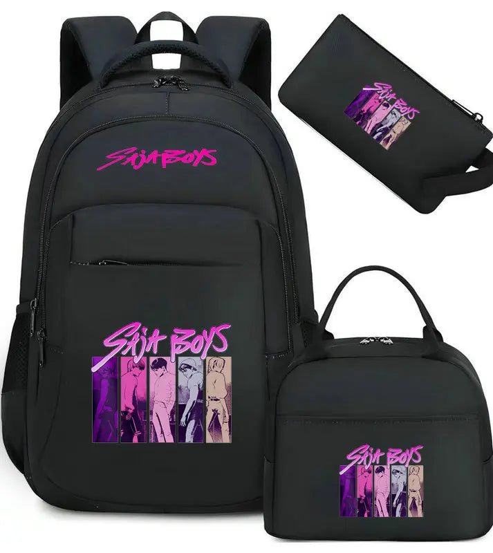 Sac à Dos Ecole KPop Demon Hunters Saja Boys Garçon 3 Pièces