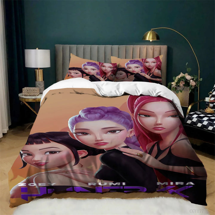 Housse De Couette KPop Demon Hunters Huntrix Trio