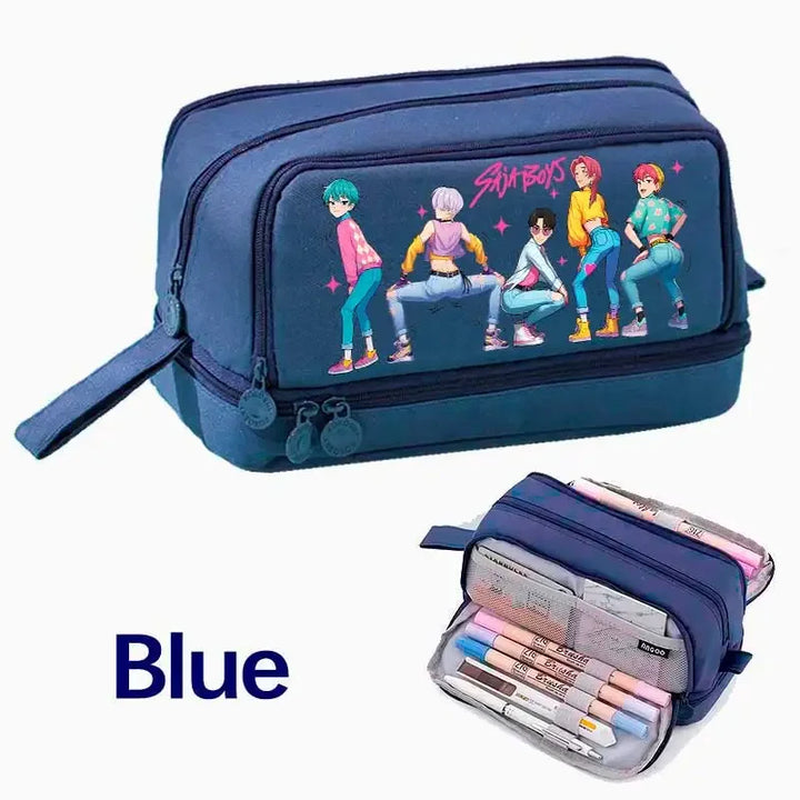 Trousse Scolaire KPop Demon Hunters Saja Boys Bleu