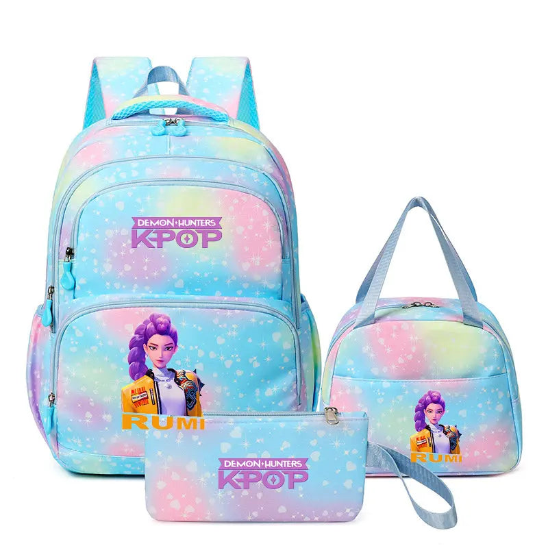Sac à Dos Ecole KPop Demon Hunters Huntrix Rumi Bleu 3 Pièces