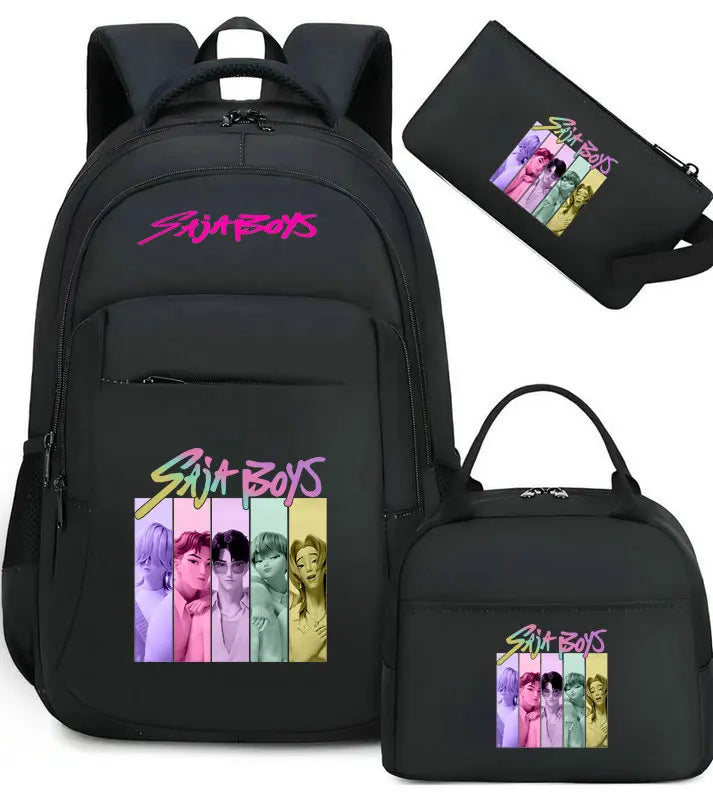 Sac à Dos Ecole KPop Demon Hunters Saja Boys Logo 3 Pièces