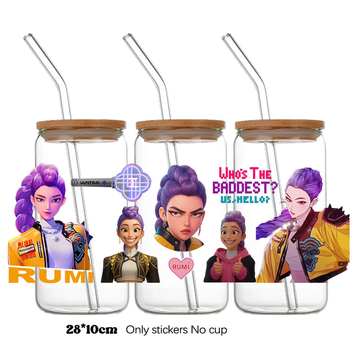 Autocollants Pour Bouteille En Verre KPop Demon Hunters Rumi