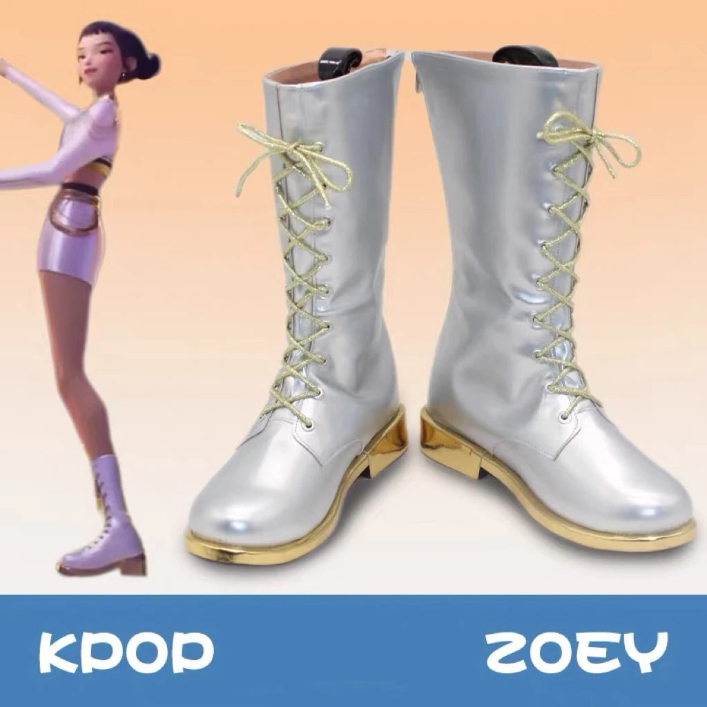Cosplay Chaussures KPop Demon Hunters Huntrix Zoey Tenue Blanche