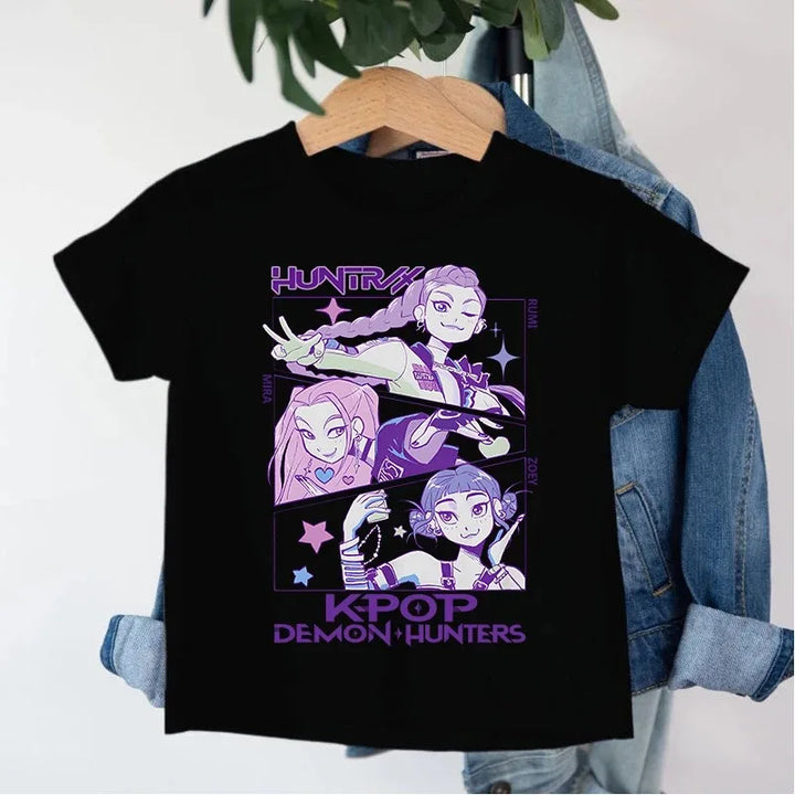 T-shirt Enfant KPop Demon Hunters Dessin Noir