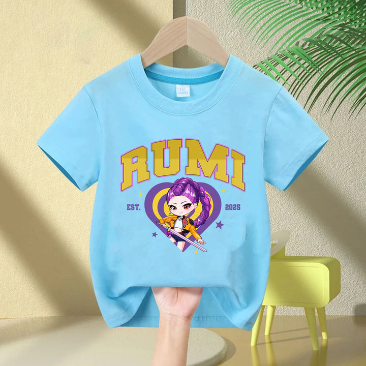 T-shirt Enfant KPop Demon Hunters Huntrix Rumi Bleu