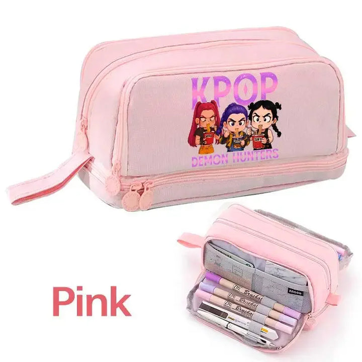 Trousse Scolaire KPop Demon Hunters Nouilles Rose