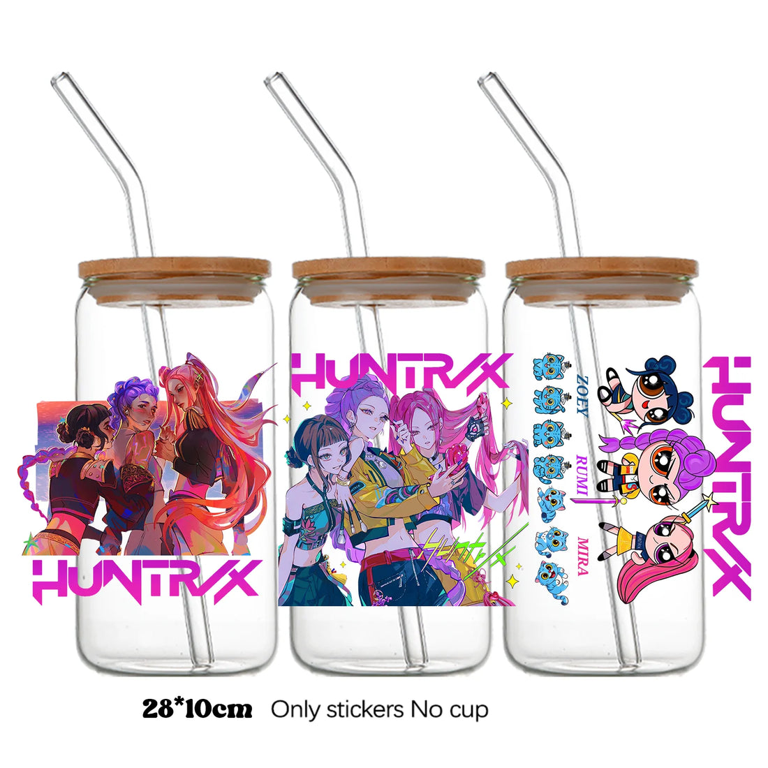 Autocollants Pour Bouteille En Verre KPop Demon Hunters Kawaii