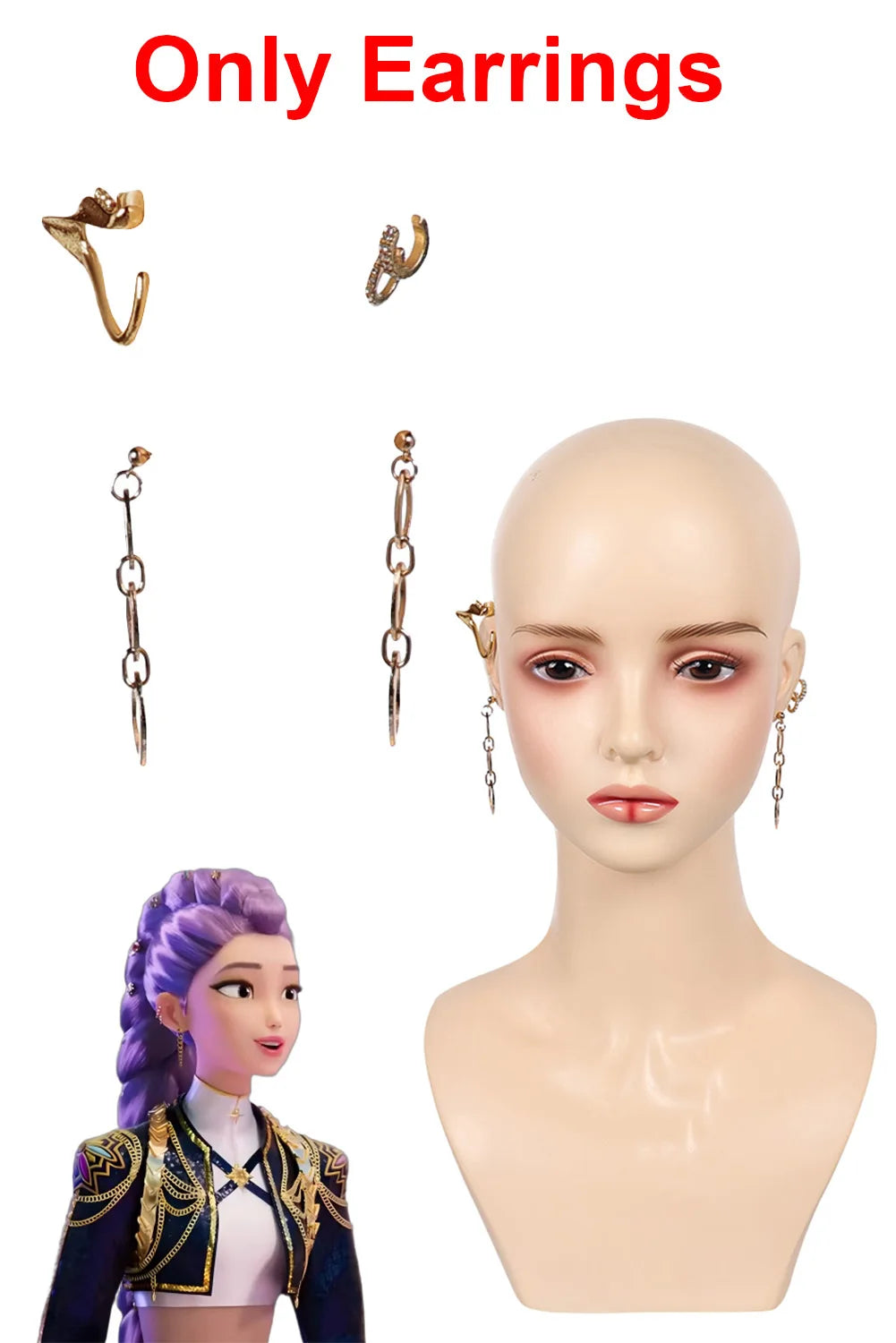 Boucle d'oreilles KPop Demon Hunters Huntrix Rumi Golden
