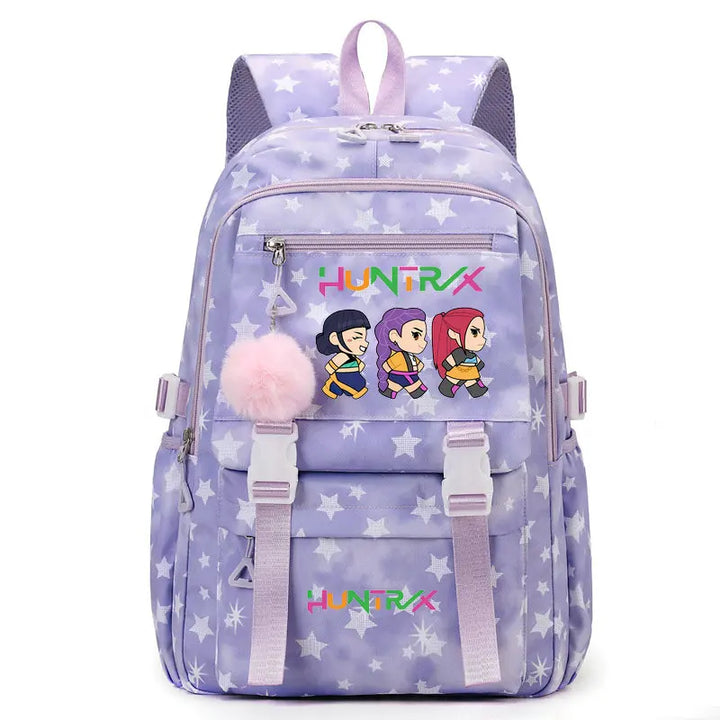 Sac à Dos Ecole KPop Demon Hunters Kawaii Violet