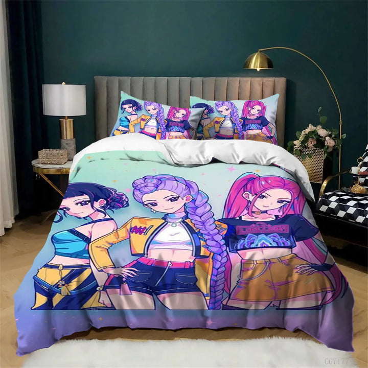 Housse De Couette KPop Demon Hunters Dessin Animé