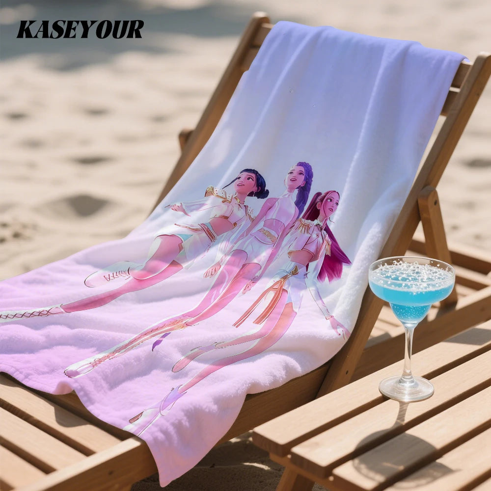 Serviette De Plage KPop Demon Hunters Huntrix Tenue Blanche