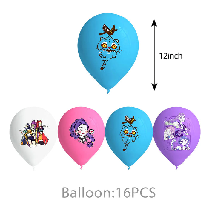 Ballons Anniversaire KPop Demon Hunters Film Lot De 16