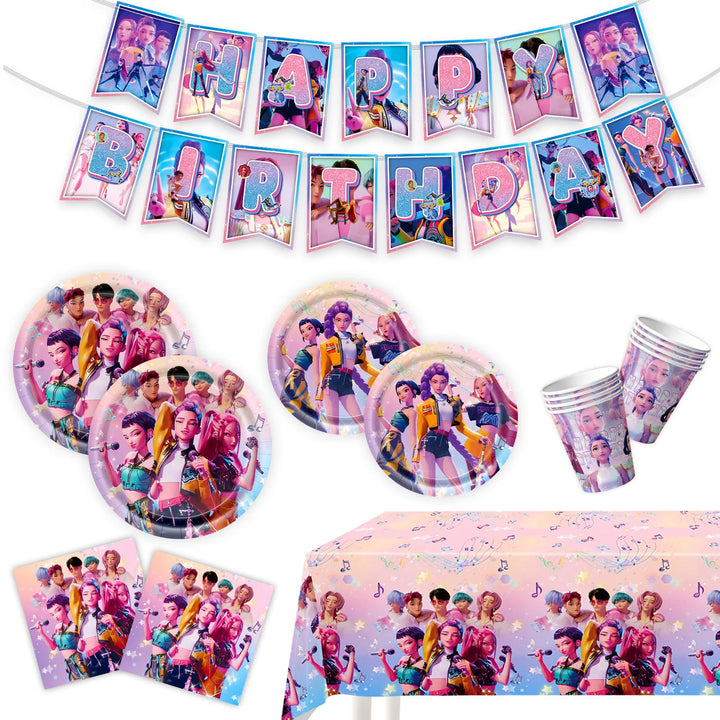 Décoration Anniversaire KPop Demon Hunters Pack Complet 52 pièces