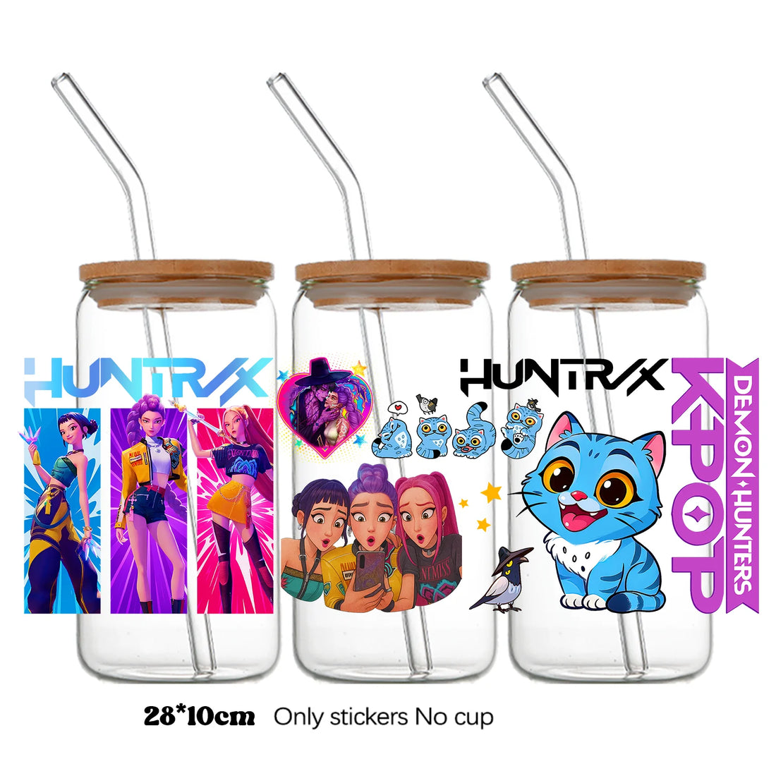 Autocollants Pour Bouteille En Verre KPop Demon Hunters
