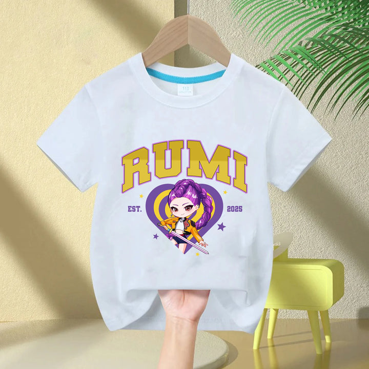 T-shirt Enfant KPop Demon Hunters Huntrix Rumi Blanc