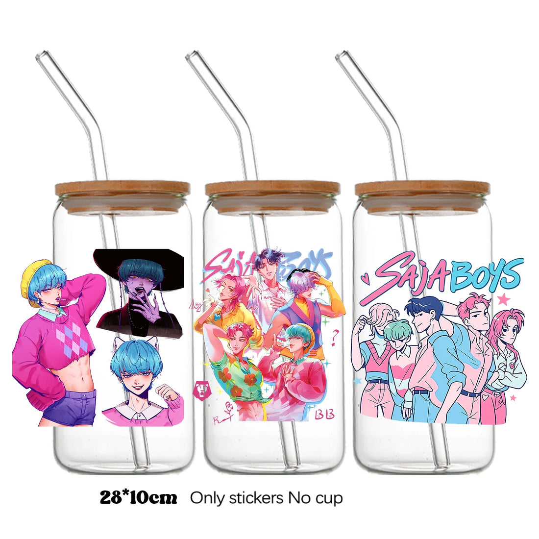 Autocollants Pour Bouteille En Verre KPop Demon Hunters Baby Demon