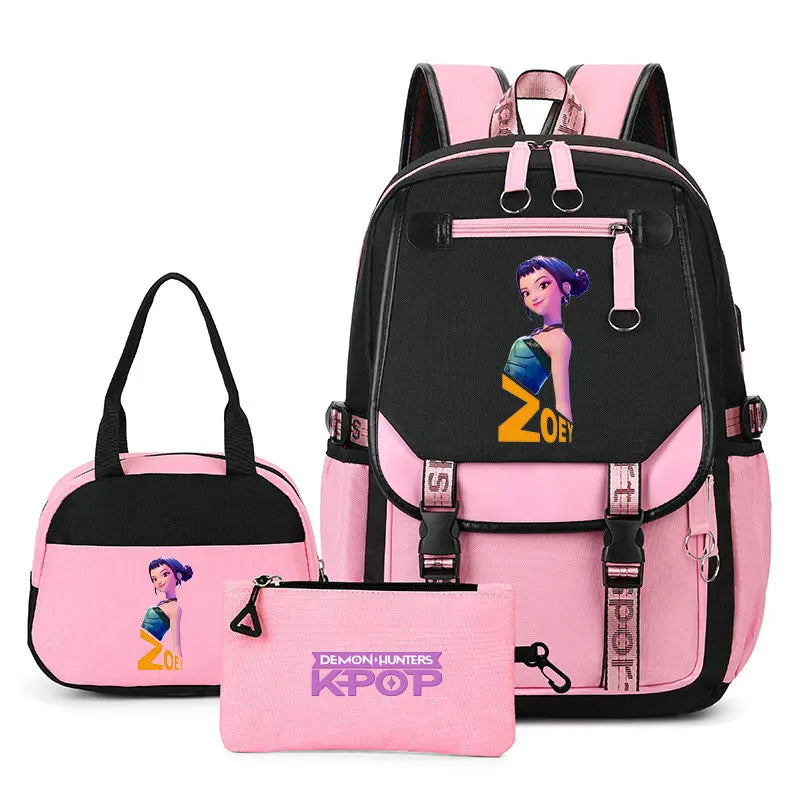 Sac à Dos Ecole KPop Demon Hunters Huntrix Zoey 3 Pièces
