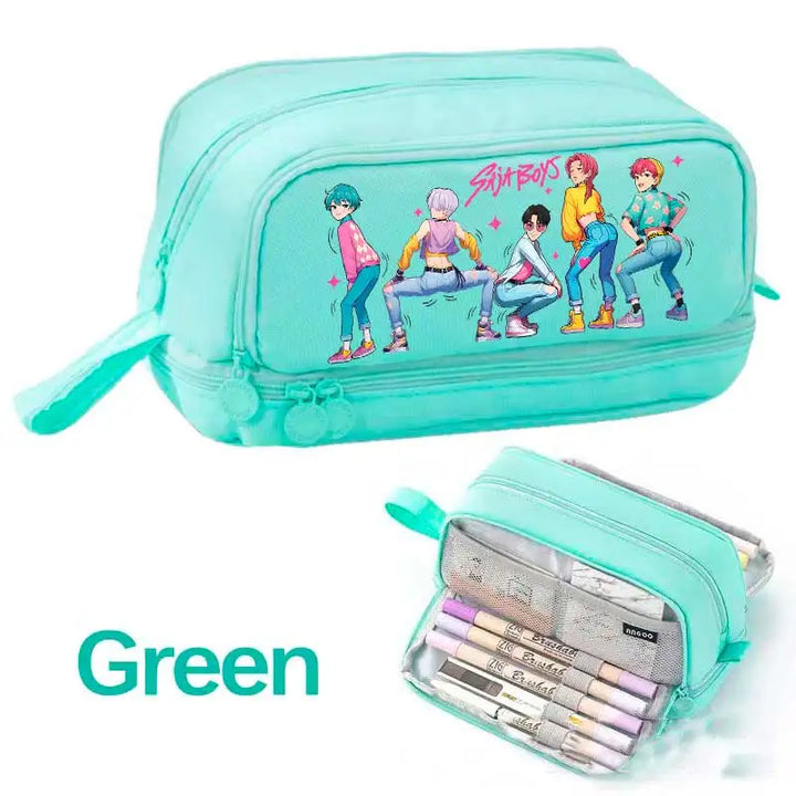 Trousse Scolaire KPop Demon Hunters Saja Boys Vert