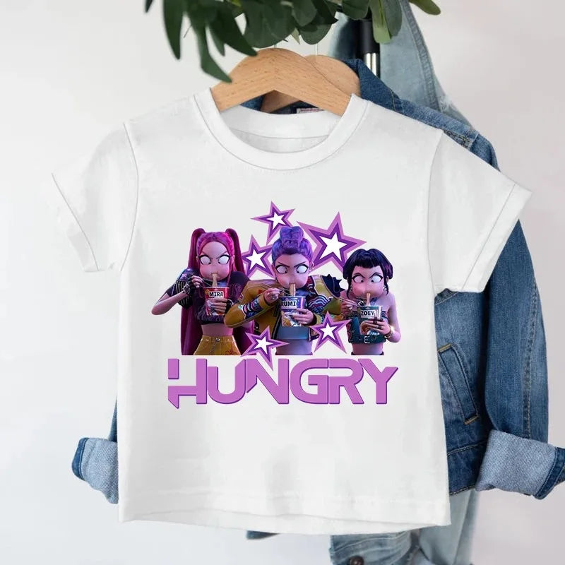 T-shirt Enfant KPop Demon Hunters Dessin Noir
