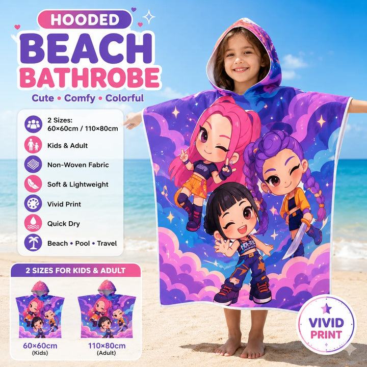Serviette De Plage à Capuche KPop Demon Hunters Huntrix