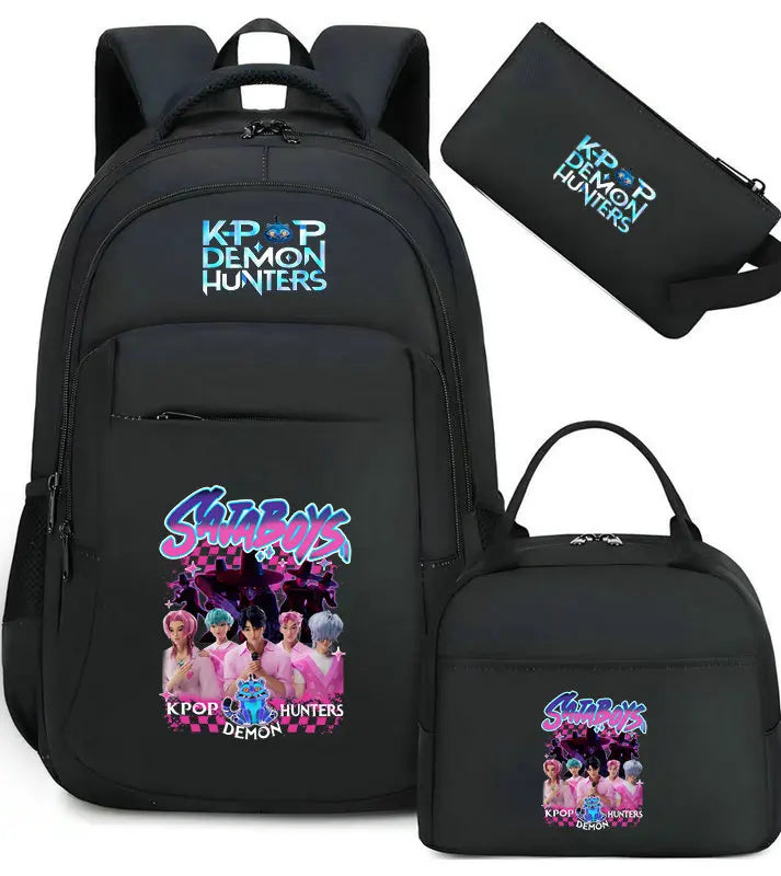 Sac à Dos Ecole KPop Demon Hunters Saja Boys Démons 3 Pièces