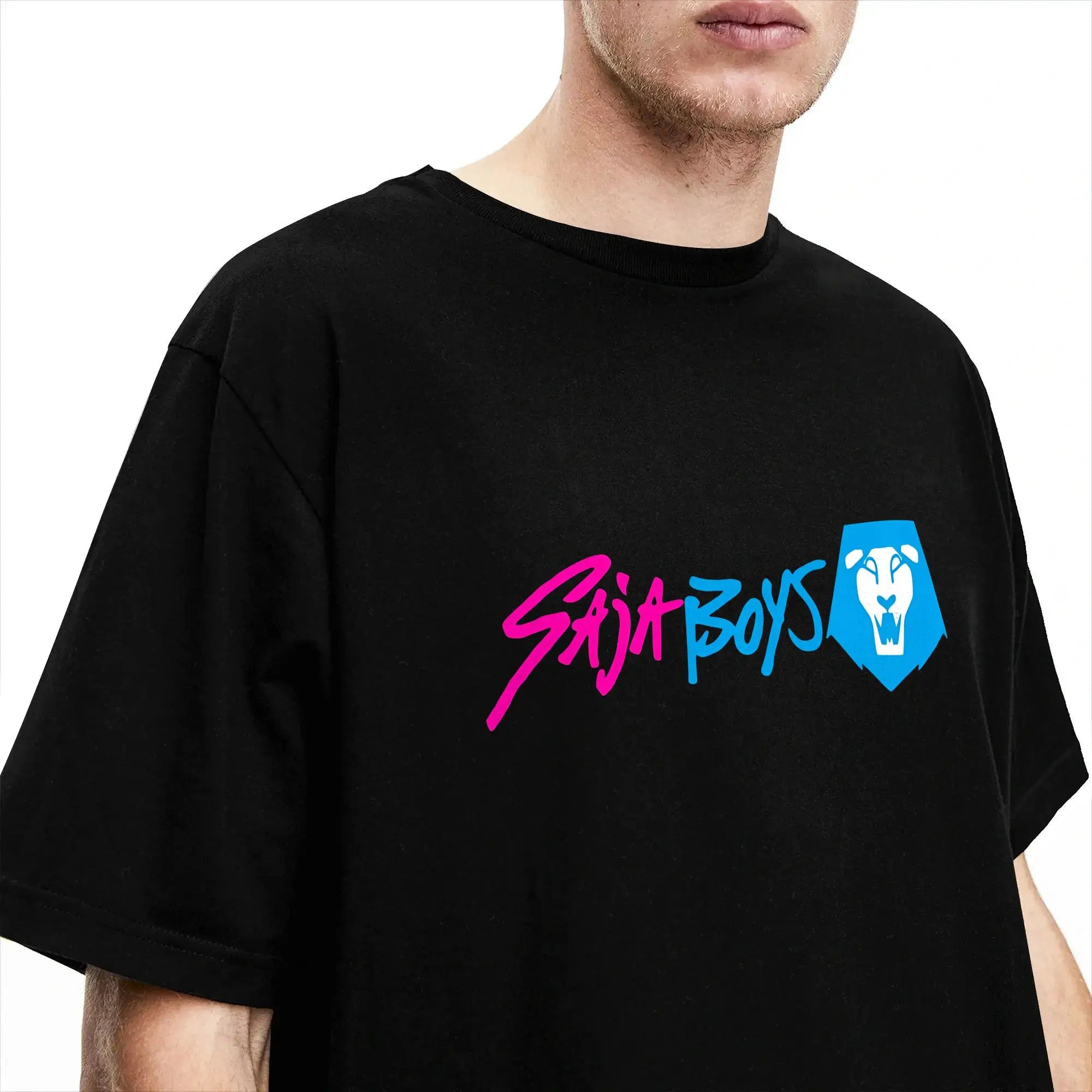 T-shirt KPop Demon Hunters Saja Boys Logo Noir — photo 3