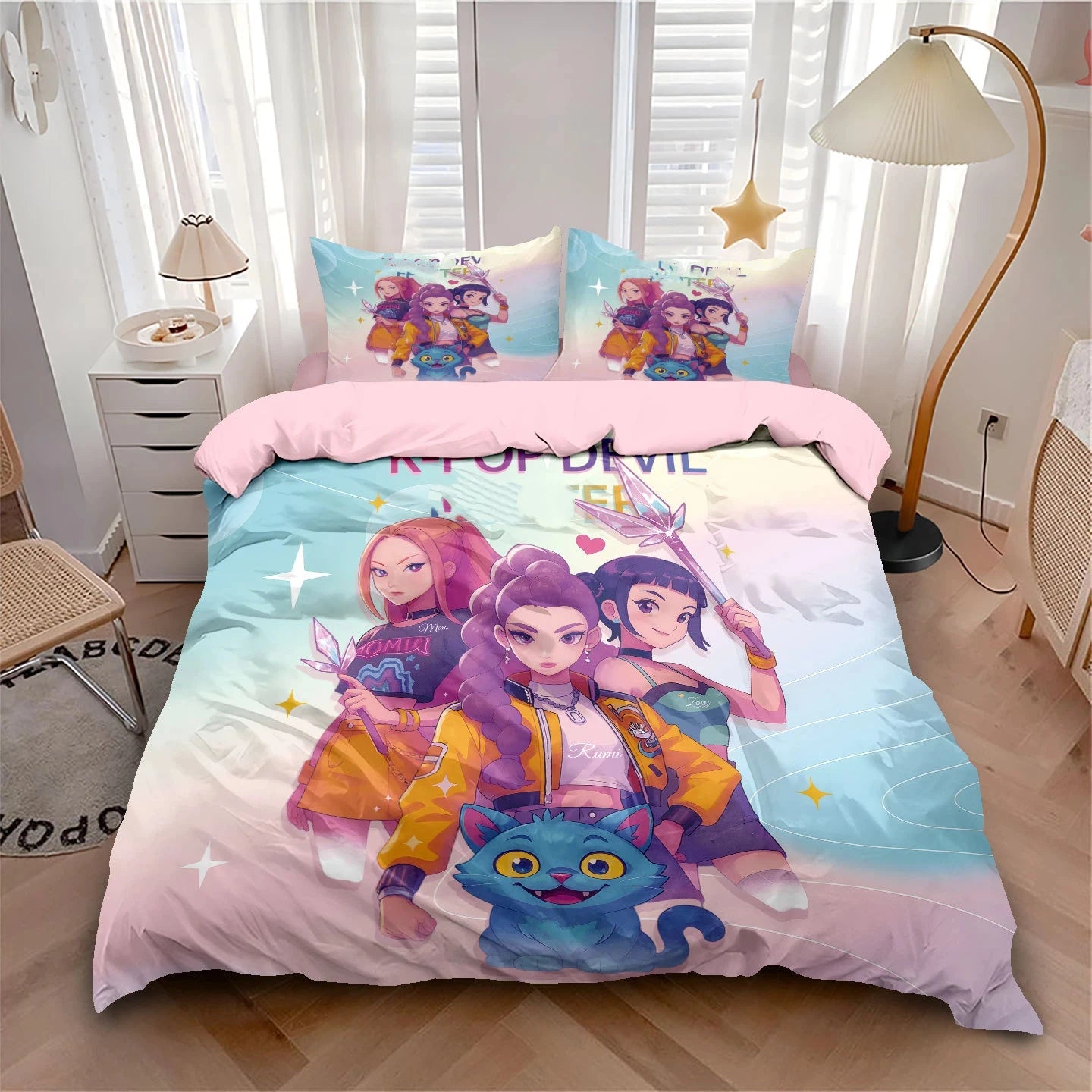 Housse De Couette KPop Demon Hunters Huntrix Et Derpy
