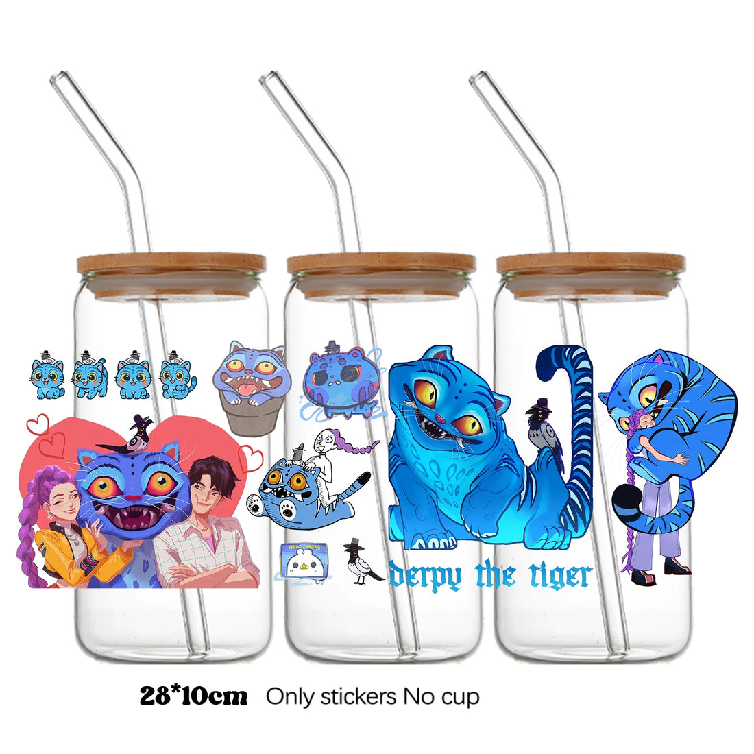Autocollants Pour Bouteille En Verre KPop Demon Hunters Derpy