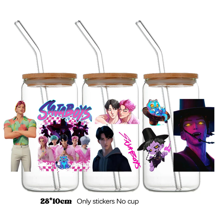 Autocollants Pour Bouteille En Verre KPop Demon Hunters Jinu