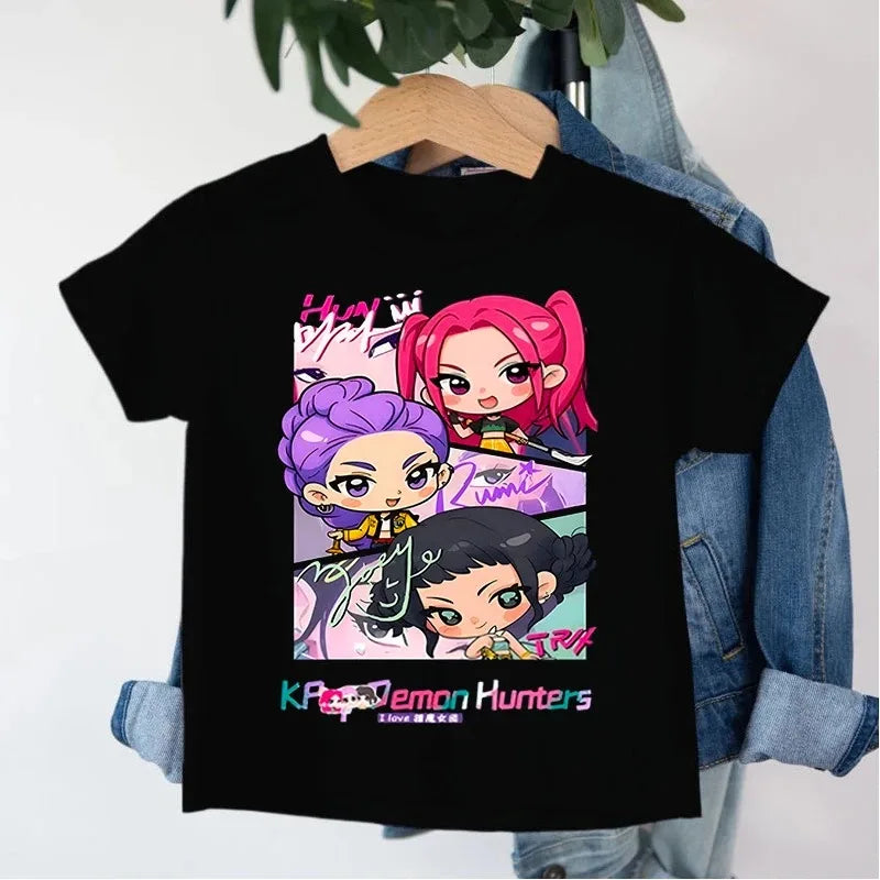T-Shirt Enfant KPop Demon Hunters Huntrix Et Saja Boys